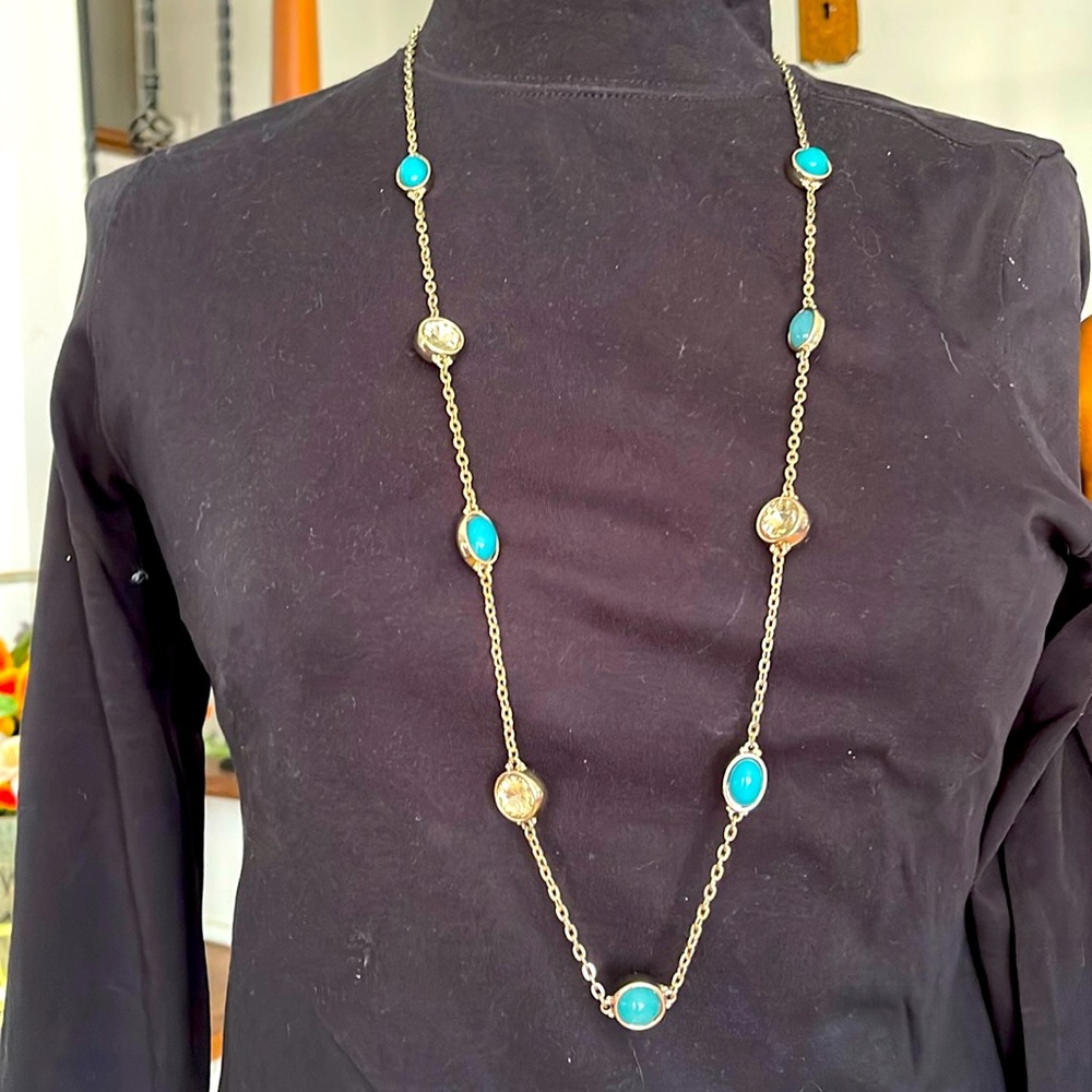 Banana Republic gold gemstone long necklace